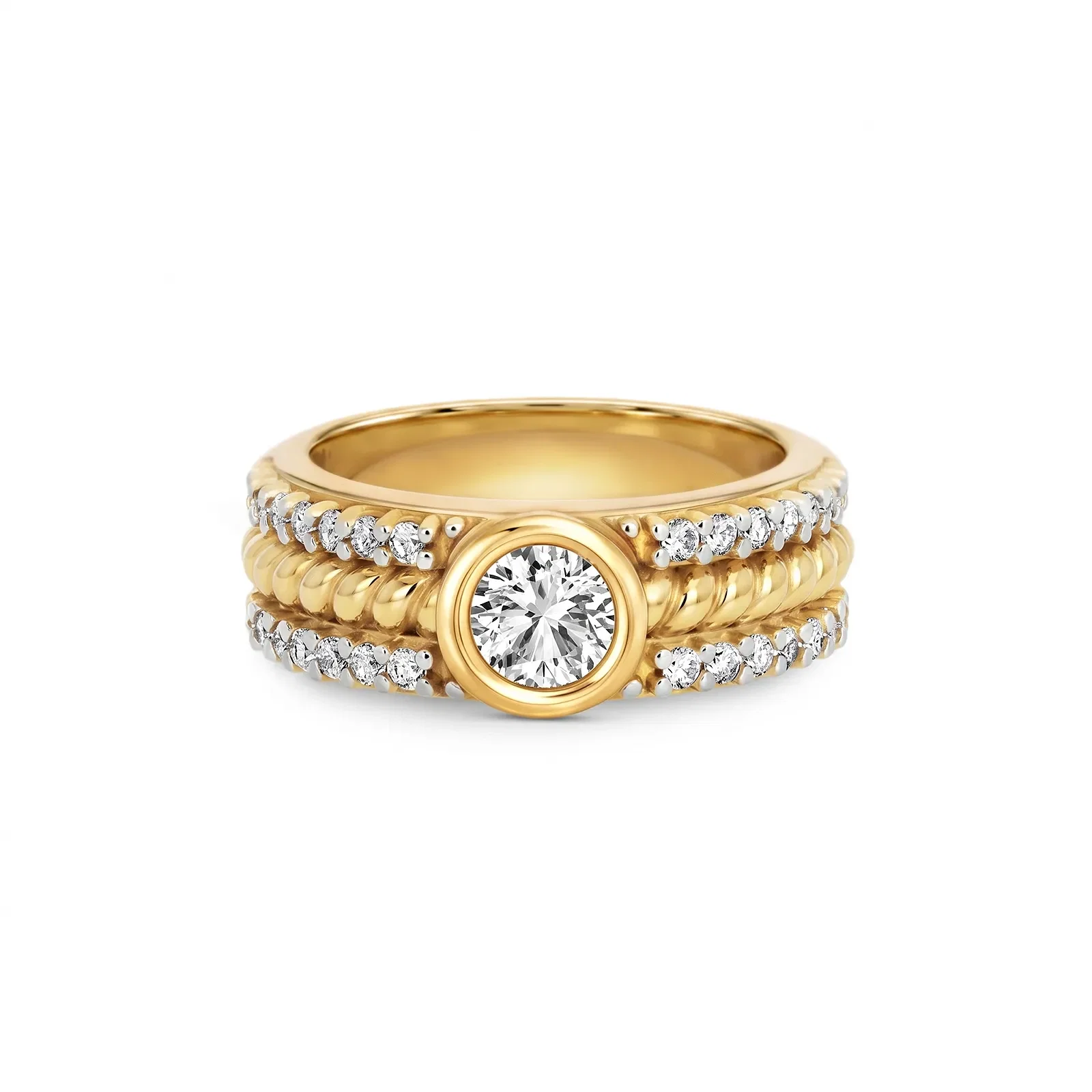 Anel Life Lunar III em Prata 925 com Banho de Ouro Amarelo e Zircônia Incolor