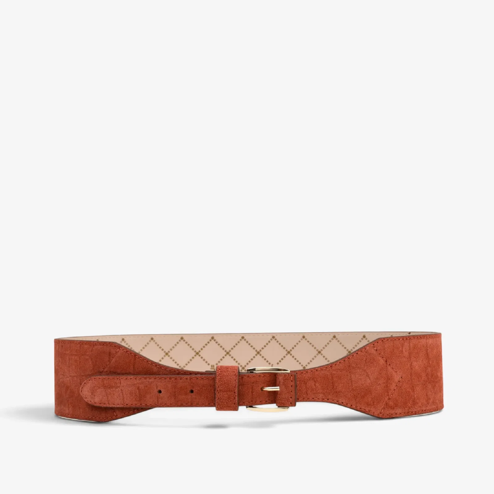 Cinto Caramelo Argila Camurça Croco