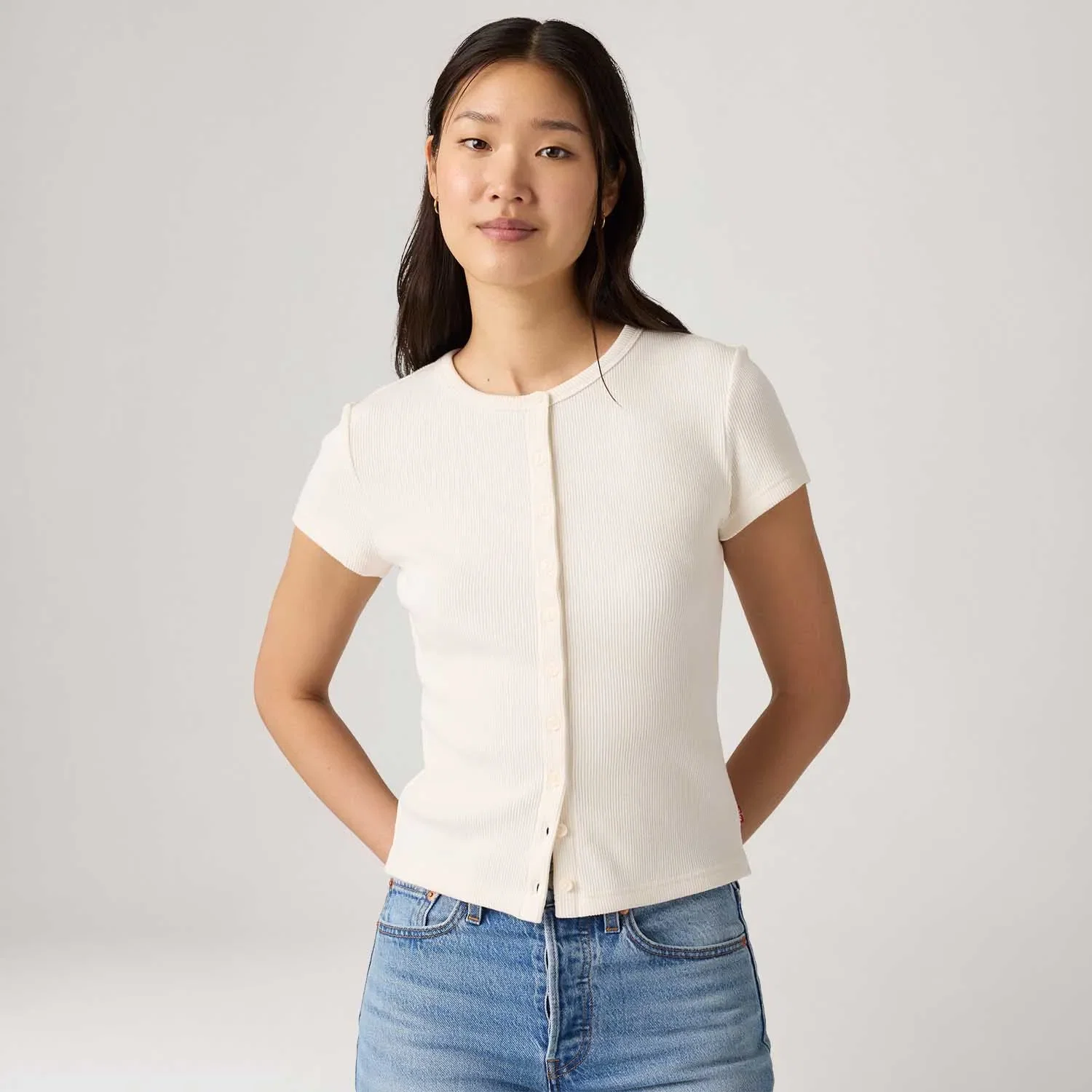 Blusa Levi's® Rory Button Through Branca Manga Curta