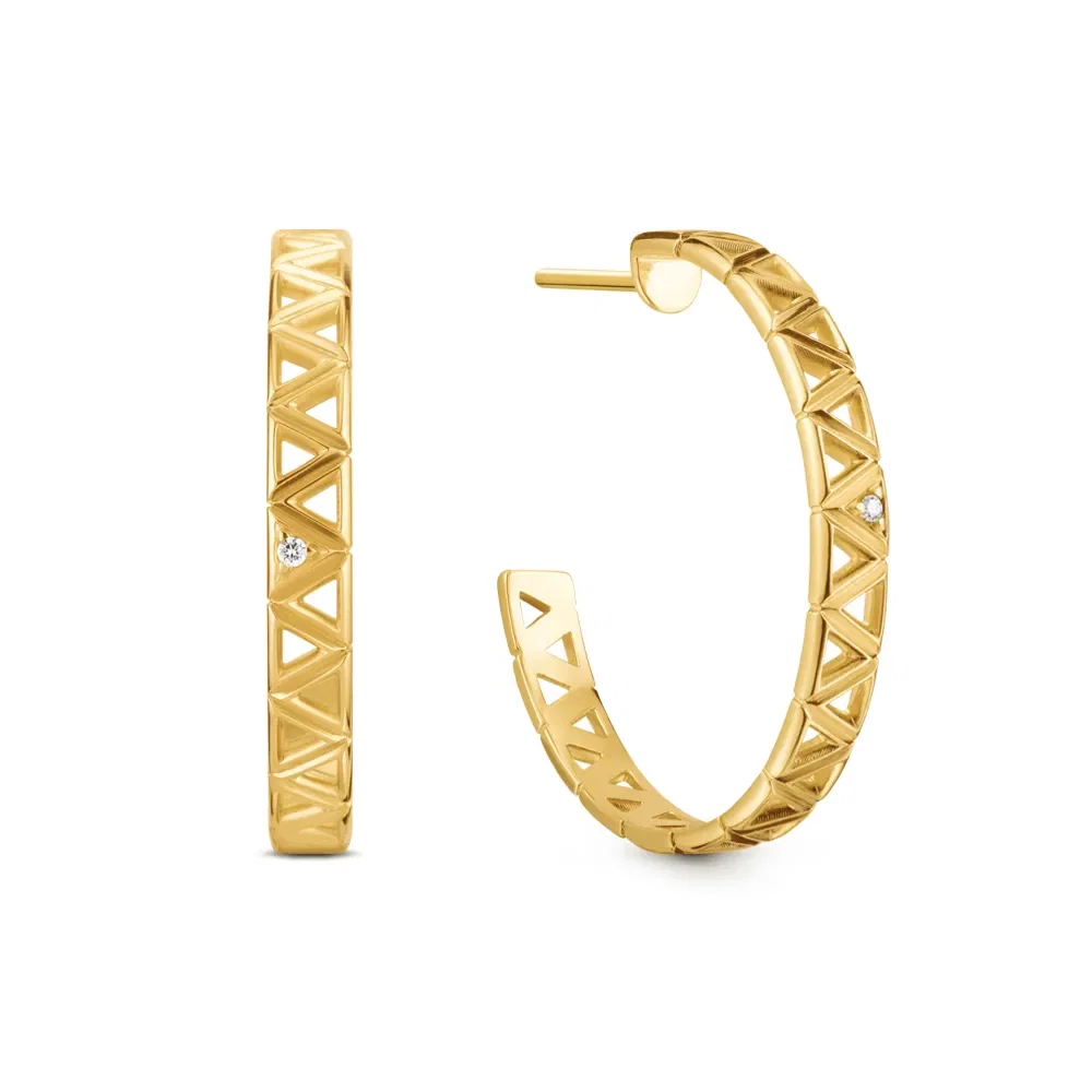 Argola Icona em Ouro Amarelo 18k com Diamantes, 10 mm — imagem 1