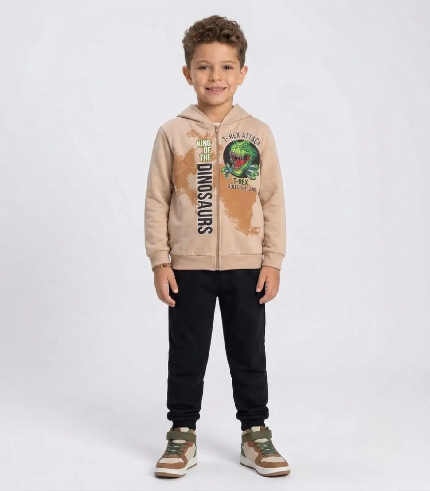 Conjunto Moletom Menino Jaqueta E Calça Kappes Bege