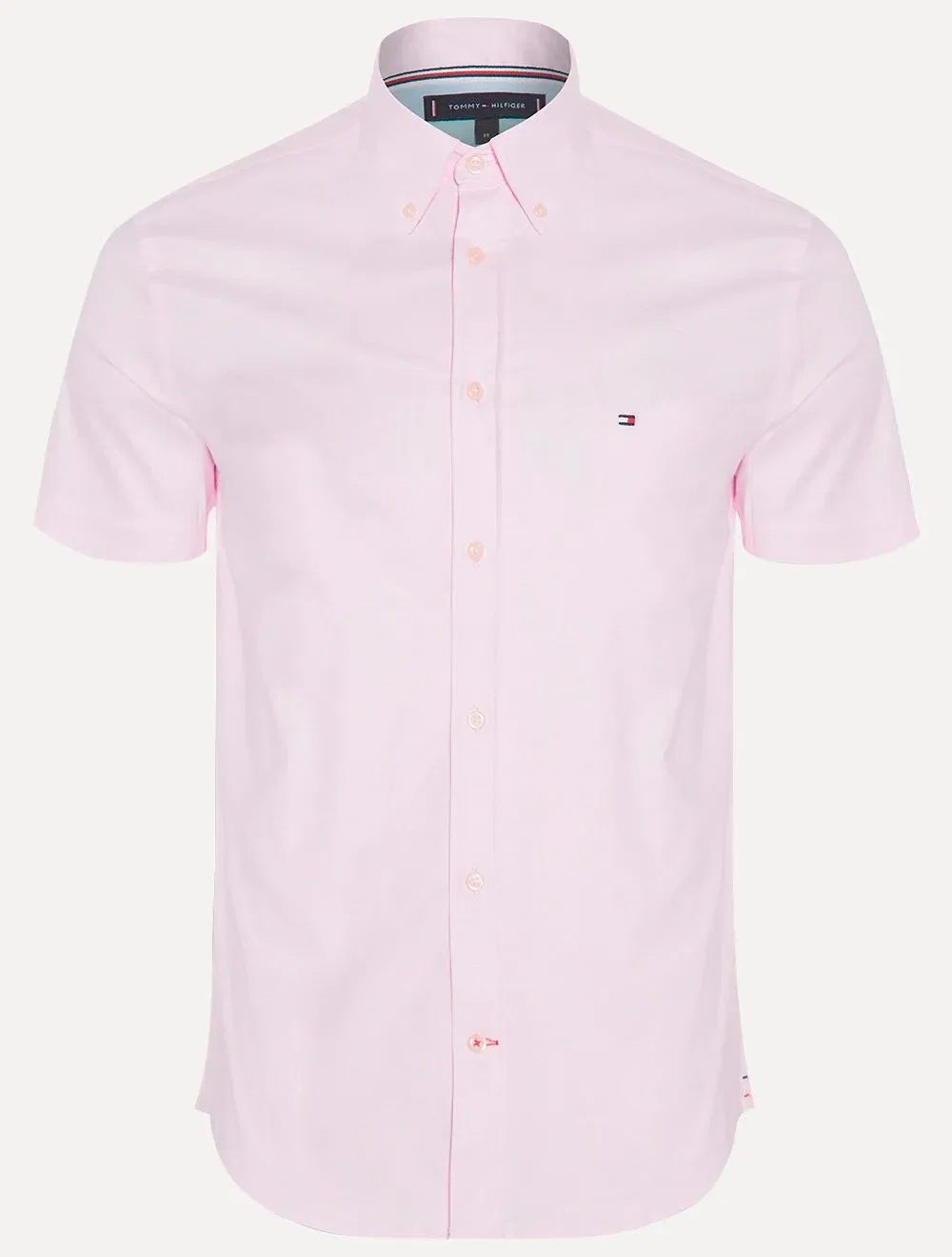 Camisa Tommy Hilfiger Masculina Manga Curta Classic Collar Lilás