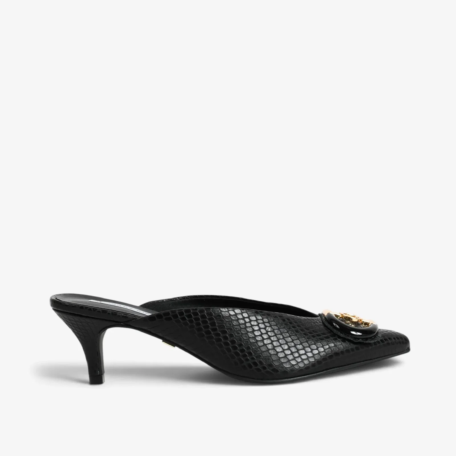 Mule Preto Couro Snake