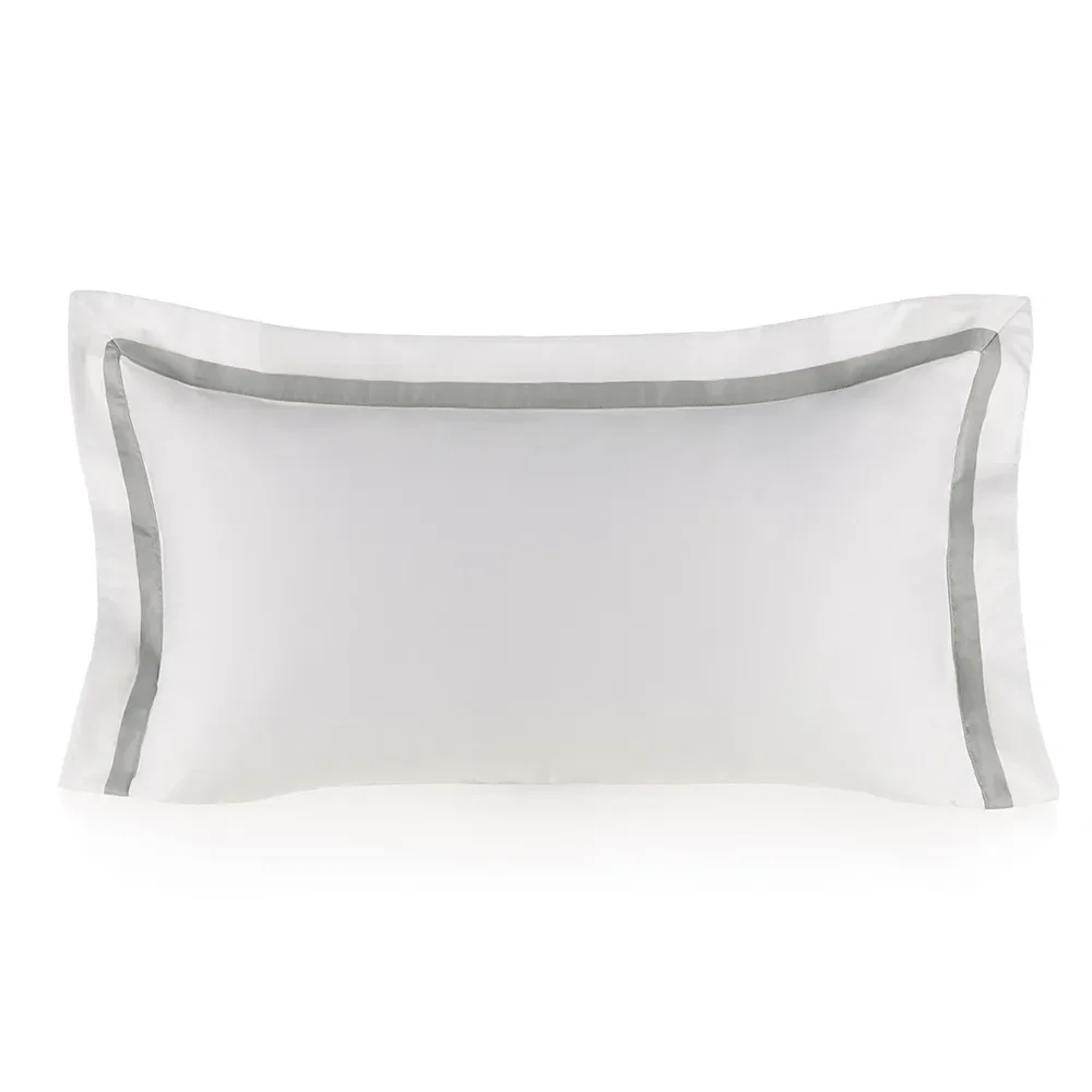 Fronha King Trussardi 300 Fios Cetim 100% Algodão Egípcio Vercelli Branco e Marmo