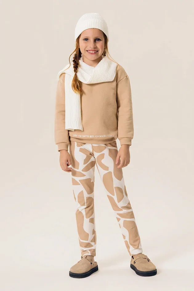 Conjunto Infantil Casaco Moletom e Legging em Molecotton Estampado — imagem 1