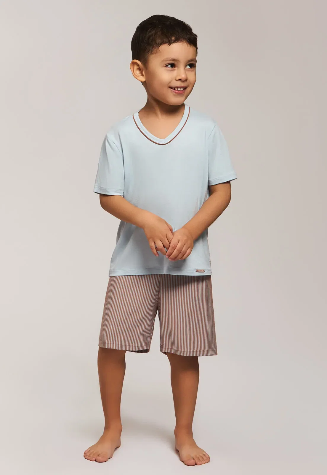 Pijama Infantil Com Shorts Viscose Baunilha — imagem 1