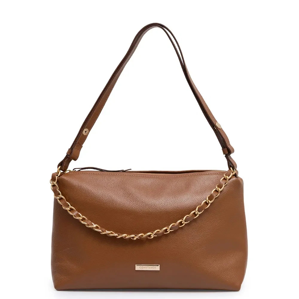 Bolsa Detalhe Corrente Couro Caramelo — imagem 1