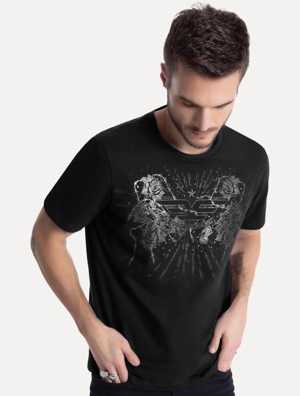 Camiseta Ellus Masculina Seaching Souls Classic Preto