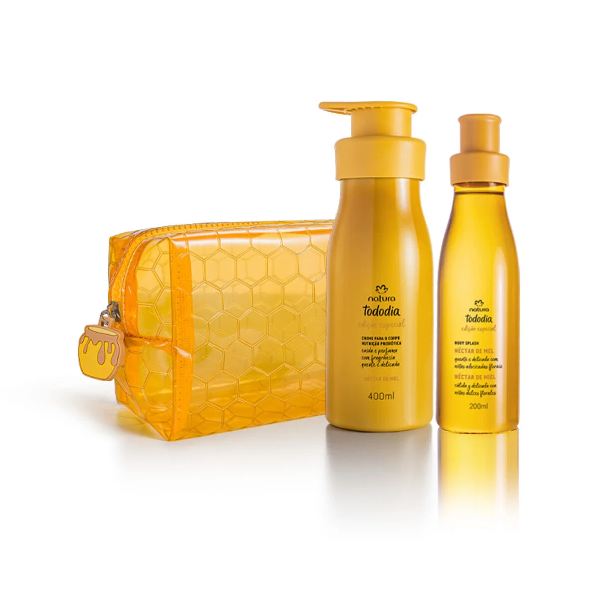 Kit Tododia Body Splash Desodorante Colônia, Creme Desodorante Nutritivo Corporal e Nécessaire Néctar de Mel 3 produtos