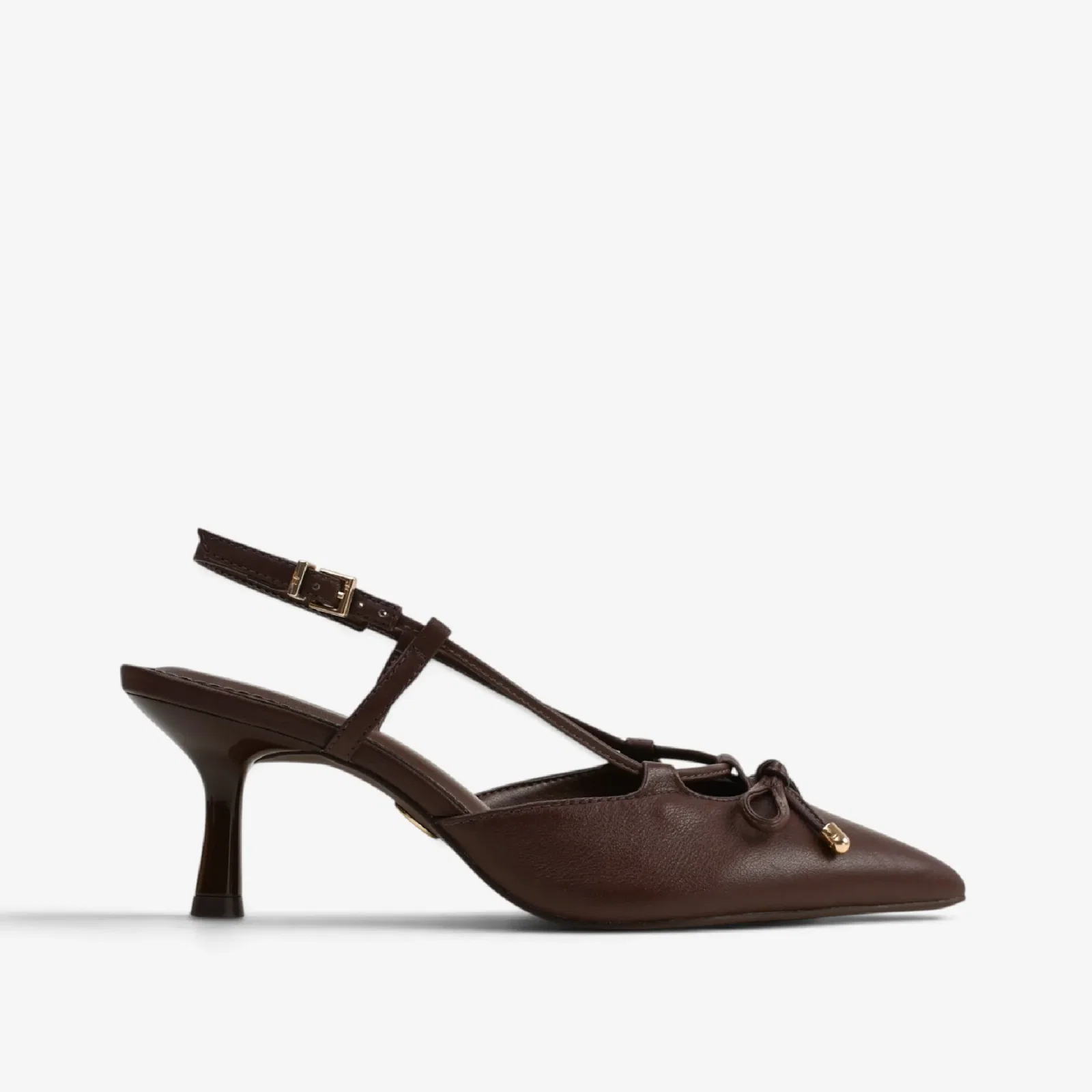 Slingback Marrom Café Couro