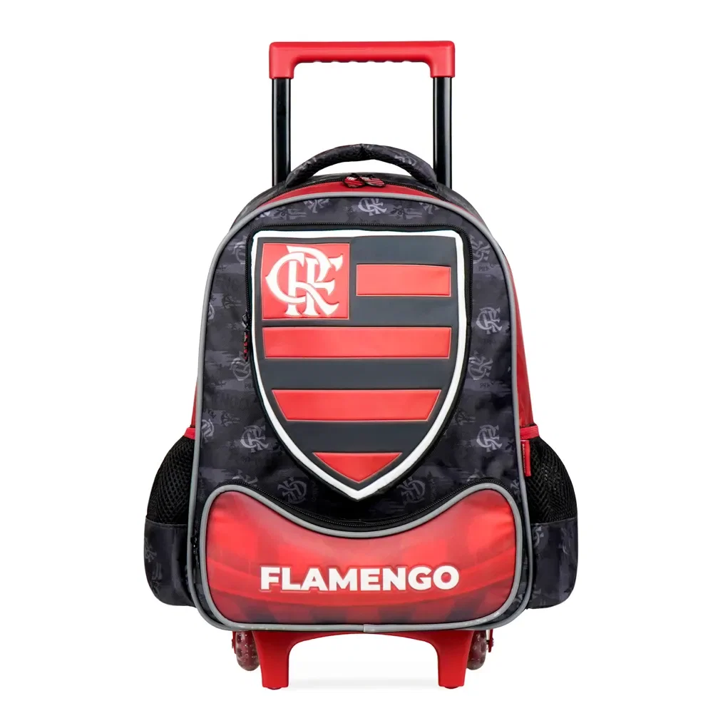 Mochila de Rodinha Escolar Flamengo Escudo Preto