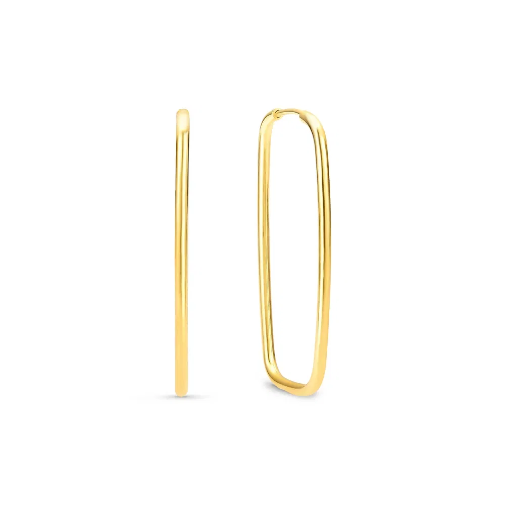 Argola Life Retângulo Prata 925 com Banho Ouro Amarelo 18k, 30mm
