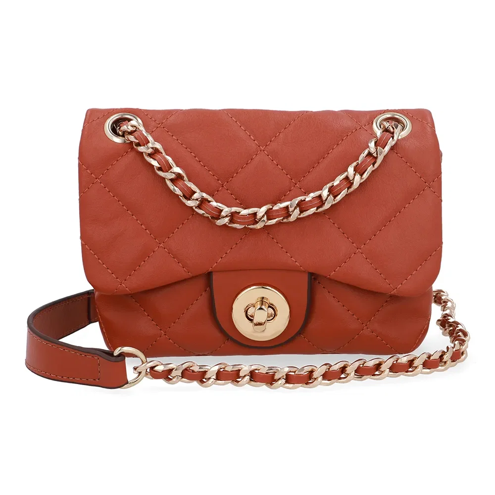 Bolsa Tiracolo Couro Marrom Matelassê