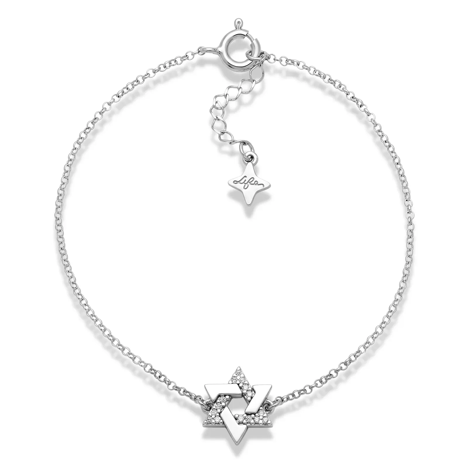 Pulseira Life Estrela de Davi em Prata 925 com Zircônia Incolor — imagem 1