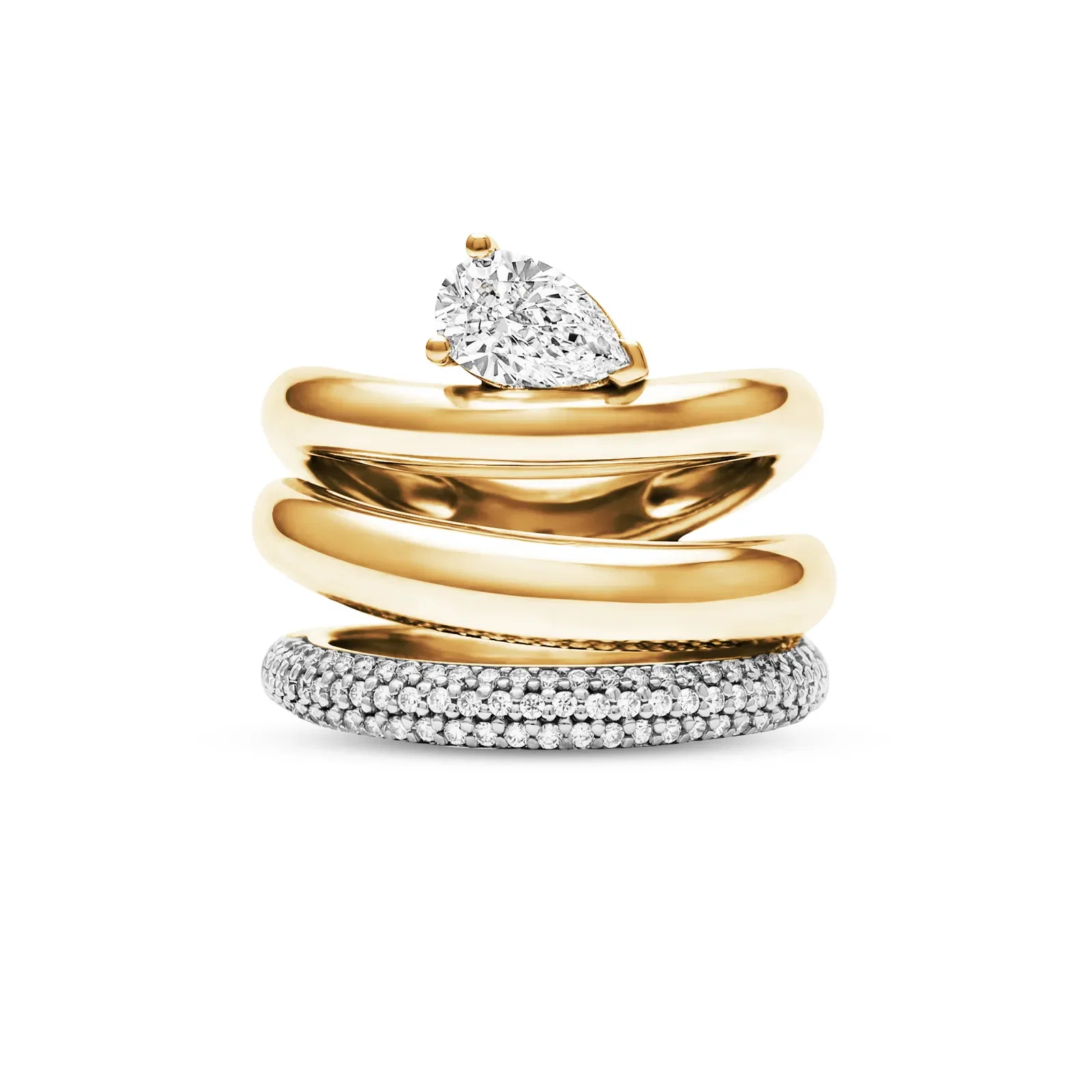 Anel Triplo Life Galaxy em Prata 925 com Banho de Ouro Amarelo 18k e Zircônia Incolor — imagem 1