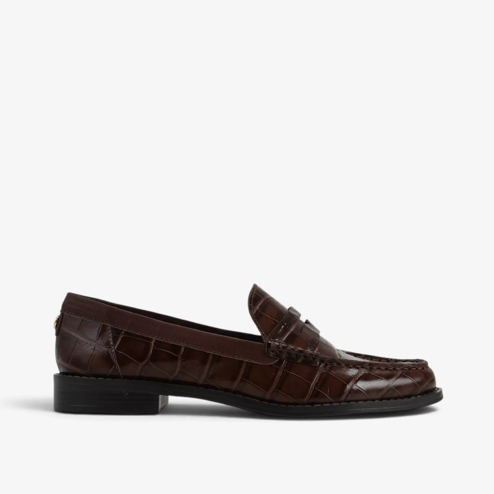 Loafer Marrom Café Couro Croco