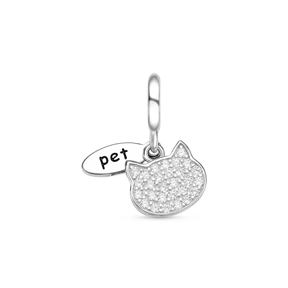 Pingente Life Animal Pet Gato em Prata 925 com Pedras Incolores — imagem 1