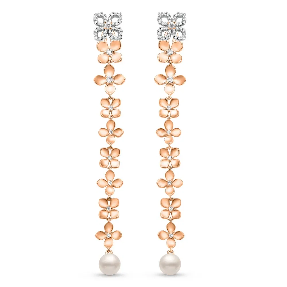Brinco Giardino em Ouro Rosé e Ouro Branco 18k com Pérola e Diamantes — imagem 1
