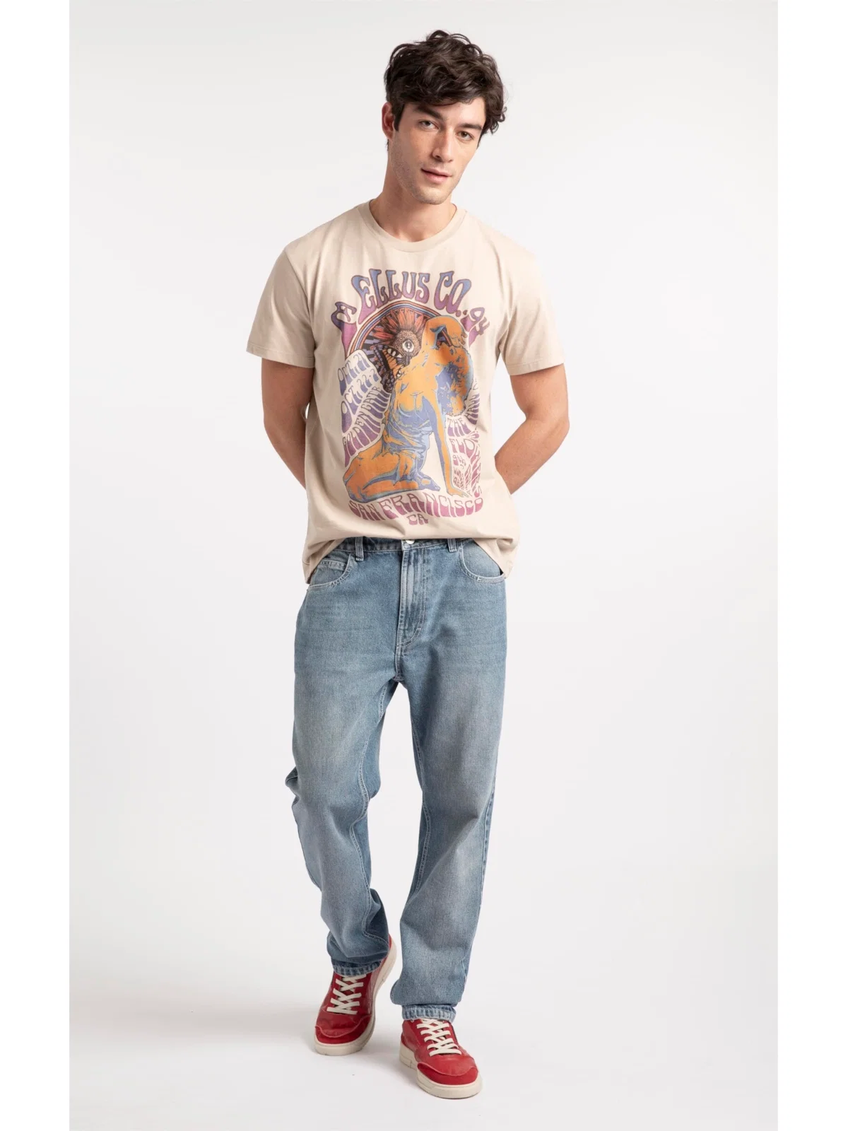 Calça Jeans Vintage Slim Lav. Claro C/Used — imagem 1