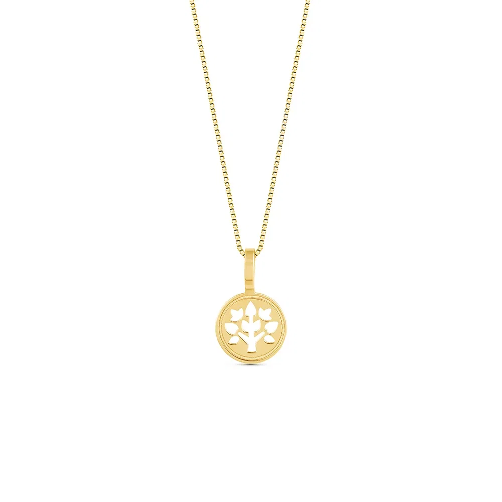 Pingente Medalha Árvore da Vida em Ouro Amarelo 18k, 14mm — imagem 1