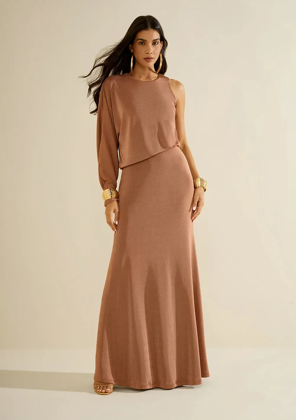 Vestido Longo Eclos Marrom