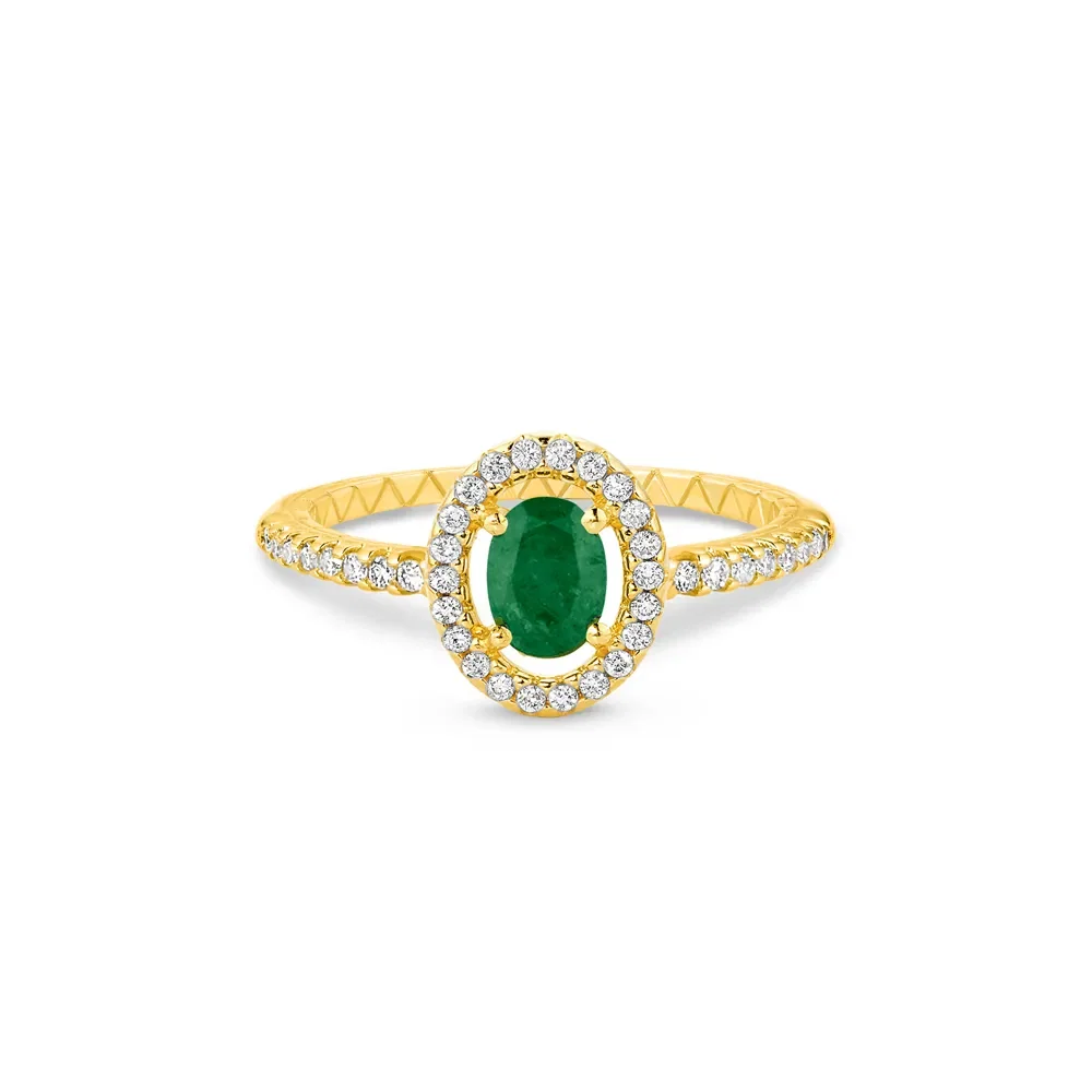 Anel Splendore em Ouro Amarelo 18k com Esmeralda e Diamantes — imagem 1