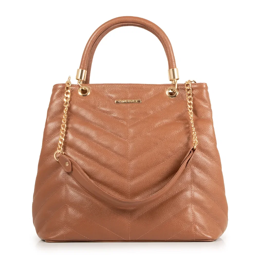 Bolsa Couro Matelassê Caramelo