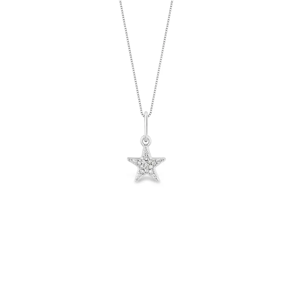 Pingente Teens Estrela em Ouro Branco 18k com Diamantes, 12mm — imagem 1