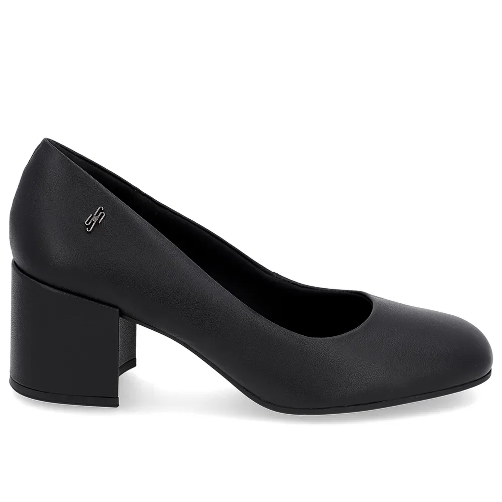 Scarpin Básico Couro Preto Bico Quadrado — imagem 1