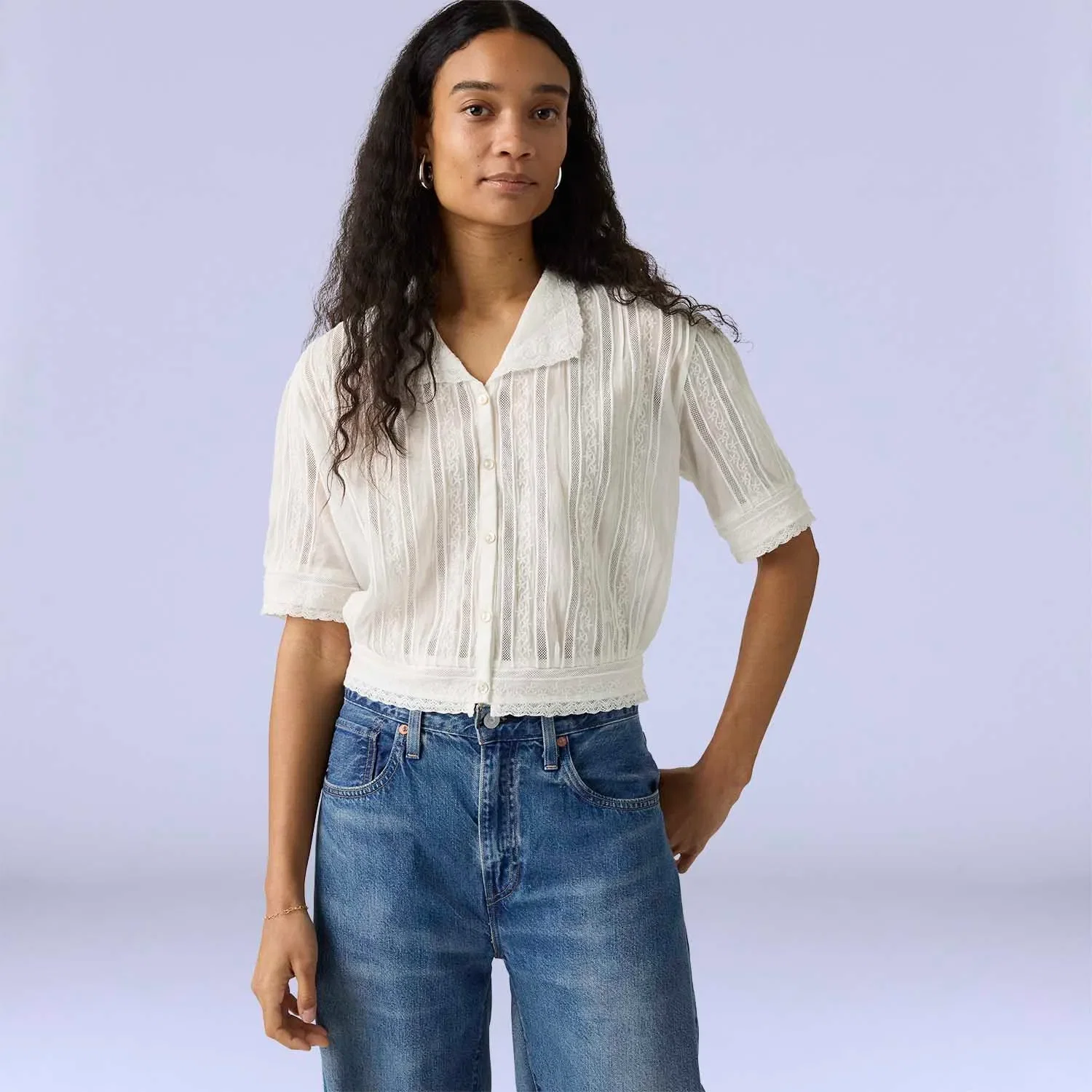 Camisa Levi's® Blue Tab Bandit Off White Manga Curta — imagem 1