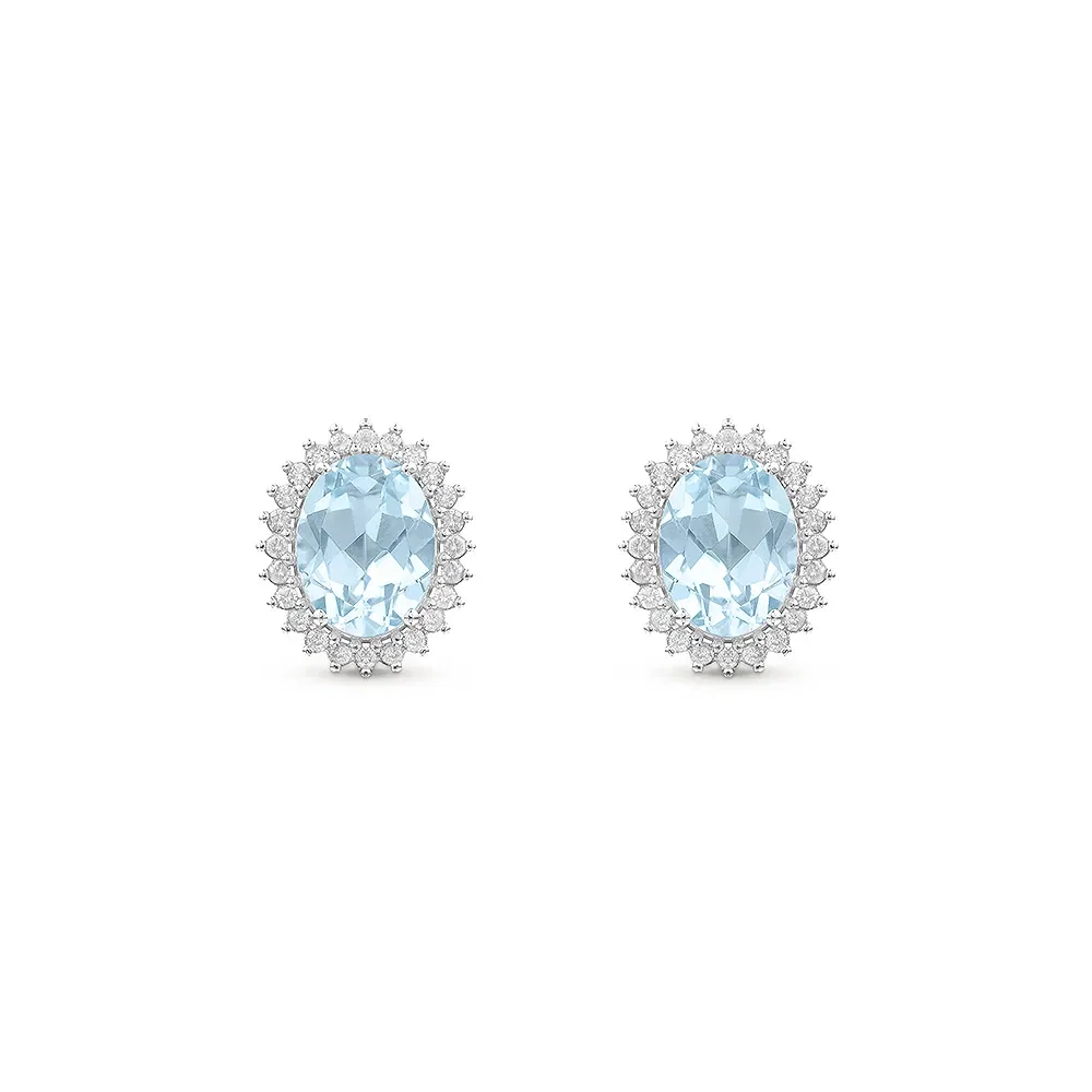 Brinco Alvorada em Ouro Branco 18k com Topázio Sky e Diamantes — imagem 1