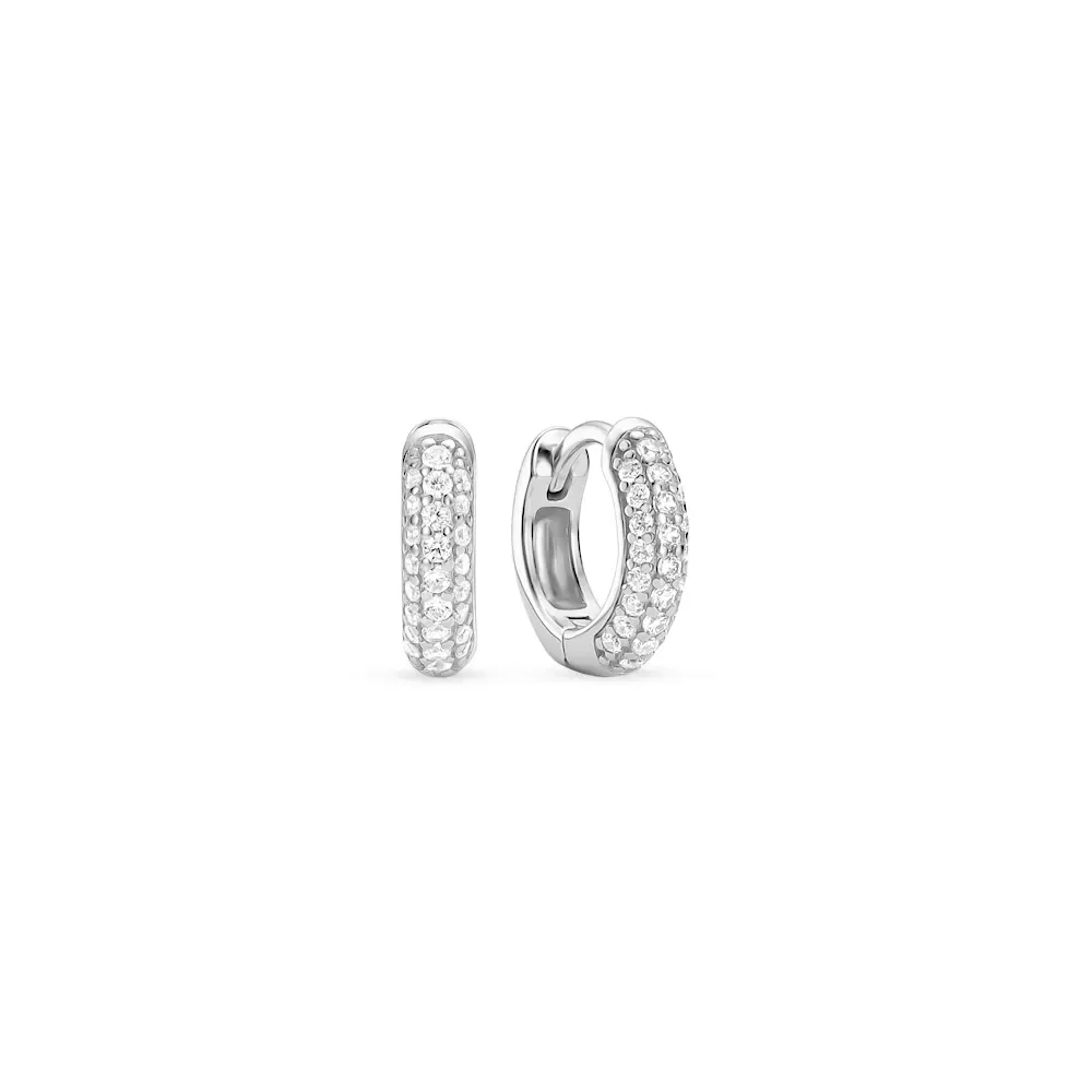 Argola Life Essential em Prata 925 com Pedras Incolores, 8mm