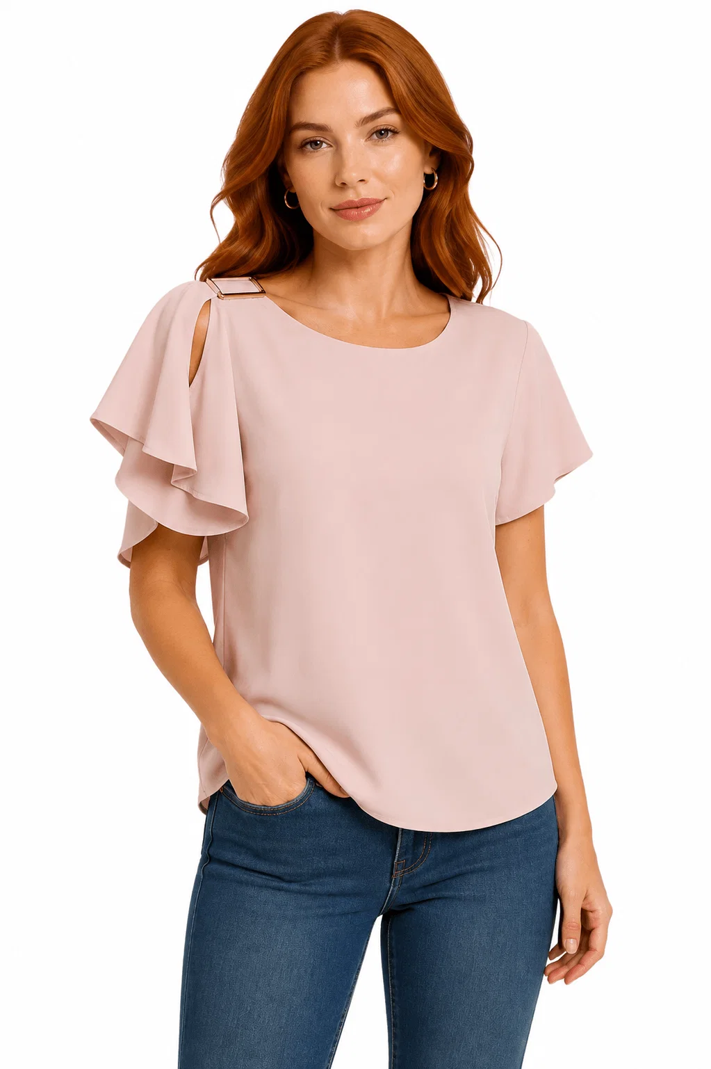 Blusa Manga Ampla Detalhe Ombro - Rosa — imagem 1