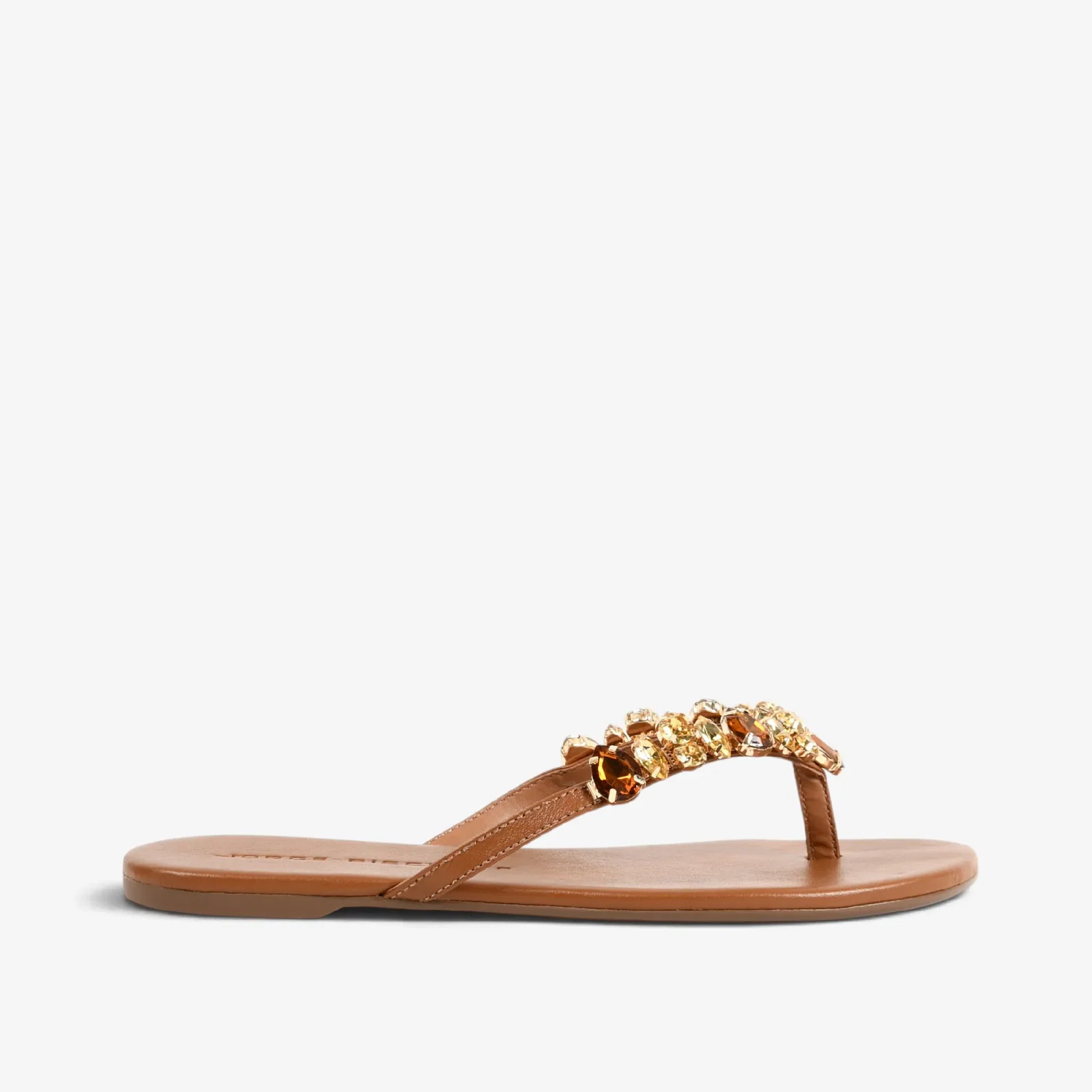Chinelo Flat Caramelo Mascavo Couro
