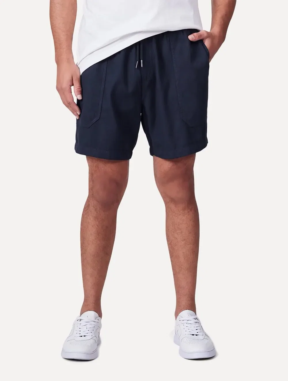 Bermuda Reserva Masculina Elástico Sarja Rústica Azul Marinho