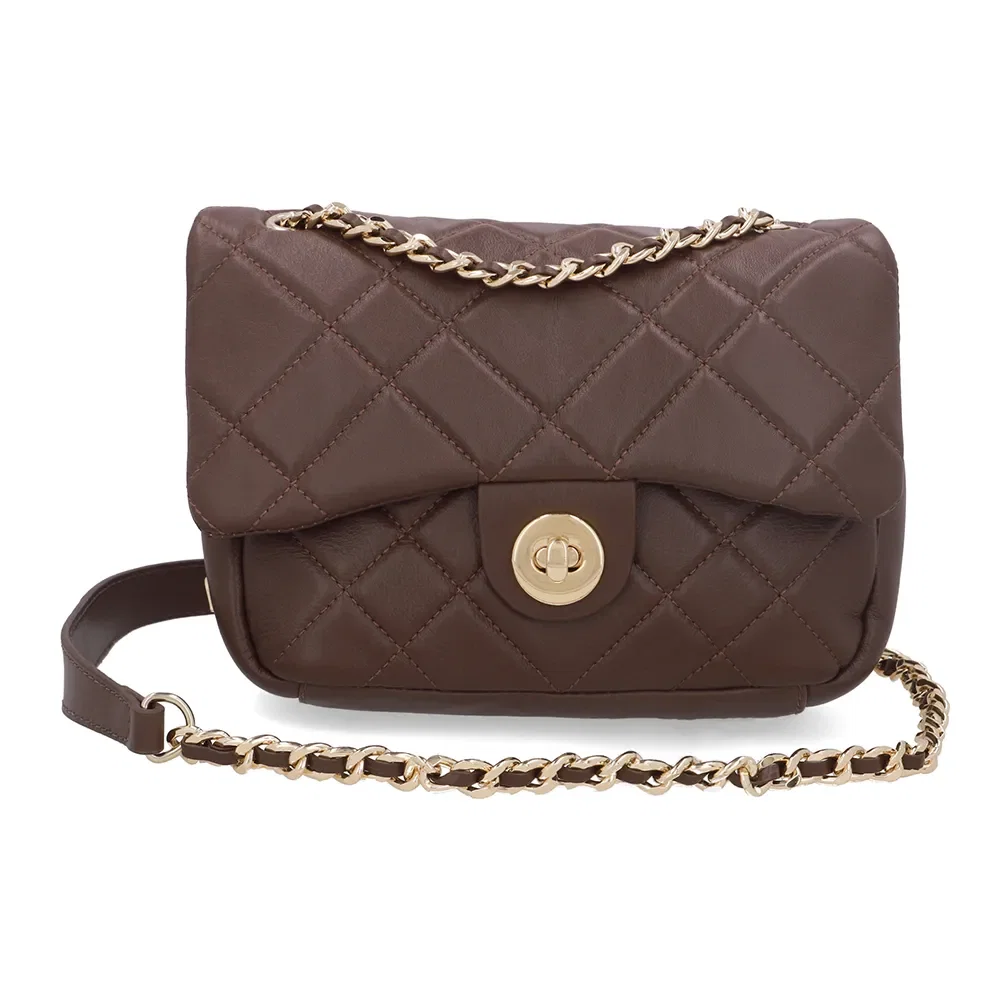 Bolsa Tiracolo Couro Marrom Matelassê