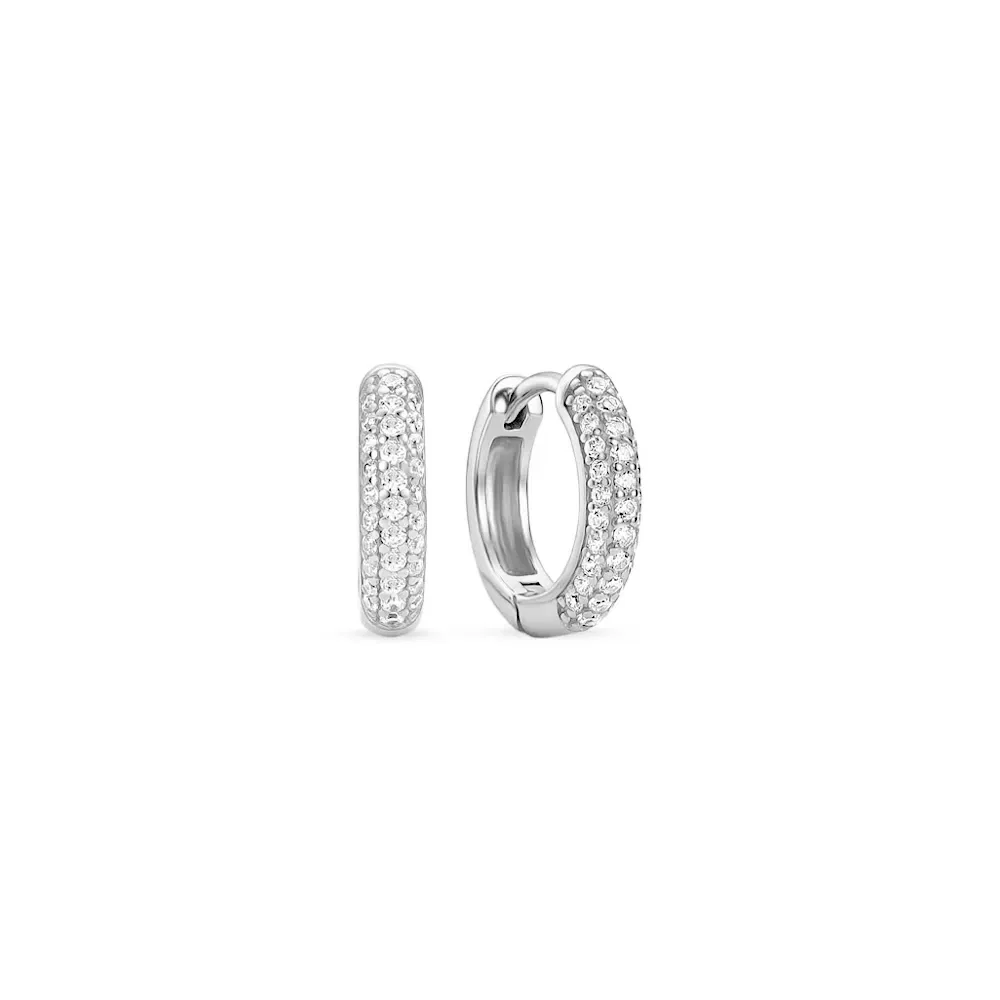 Argola Life Essential em Prata 925 com Pedras Incolores, 10mm — imagem 1