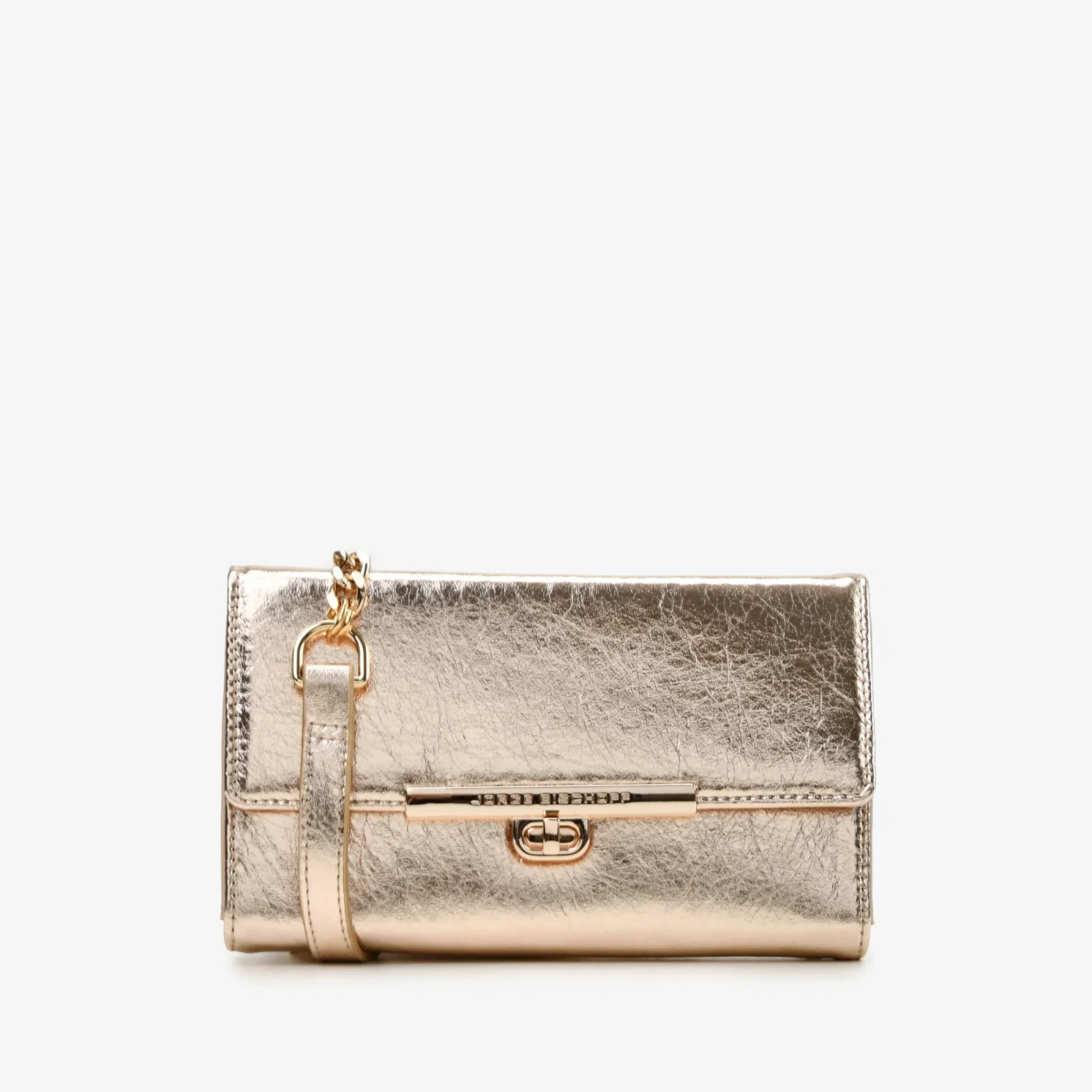Bolsa Transversal Metal Ouro Claro Couro — imagem 1