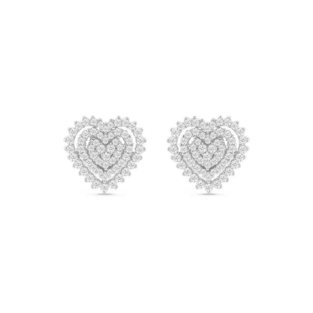 Brinco Clássico Especial Coração em Ouro Branco 18k com Diamantes 0,69ct — imagem 1