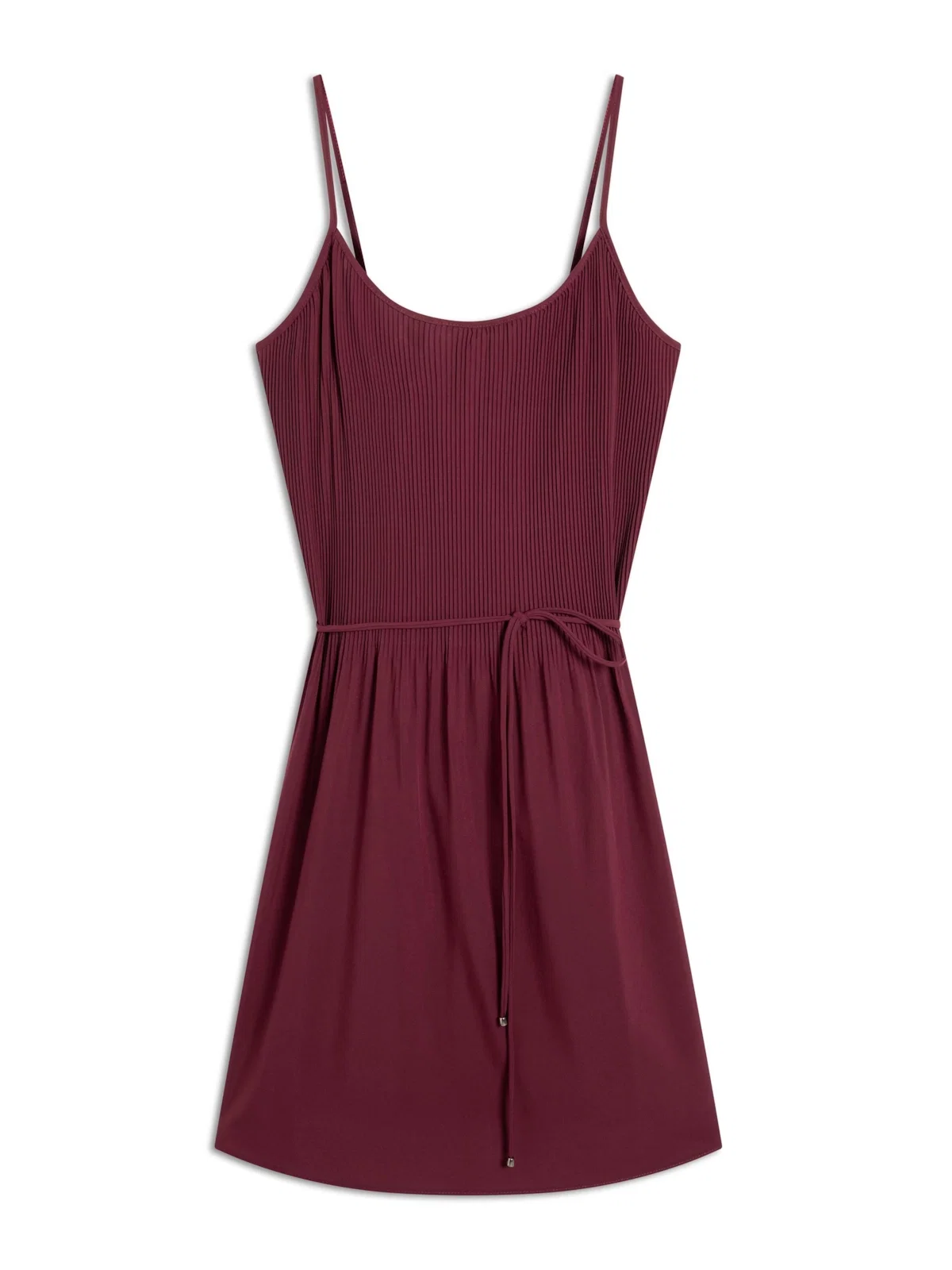 Vestido Silky Span Pleated Bordeaux