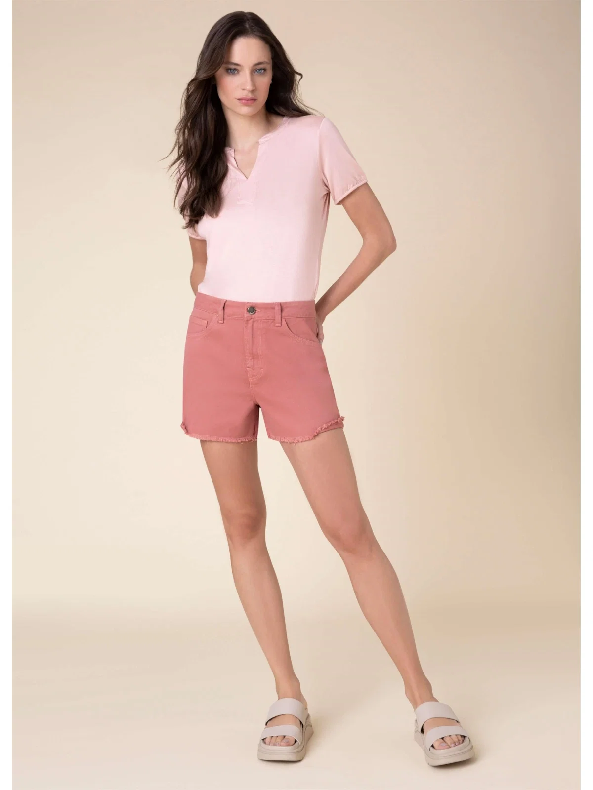 Bermuda Anitta White Denim Rosa Velho — imagem 1