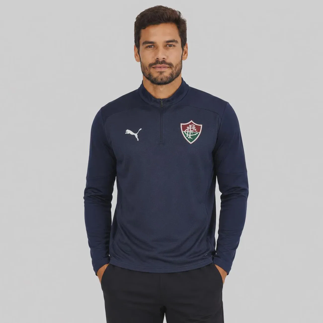 Blusão do Fluminense Puma Treino 1/4 Zip Top 2026 Masculino
