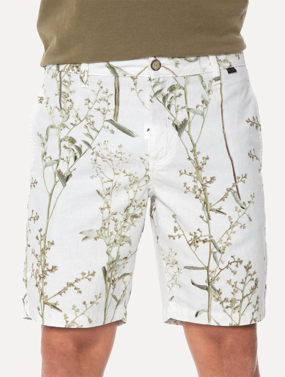 Bermuda Reserva Masculina Casual Estampada Floral Off-White