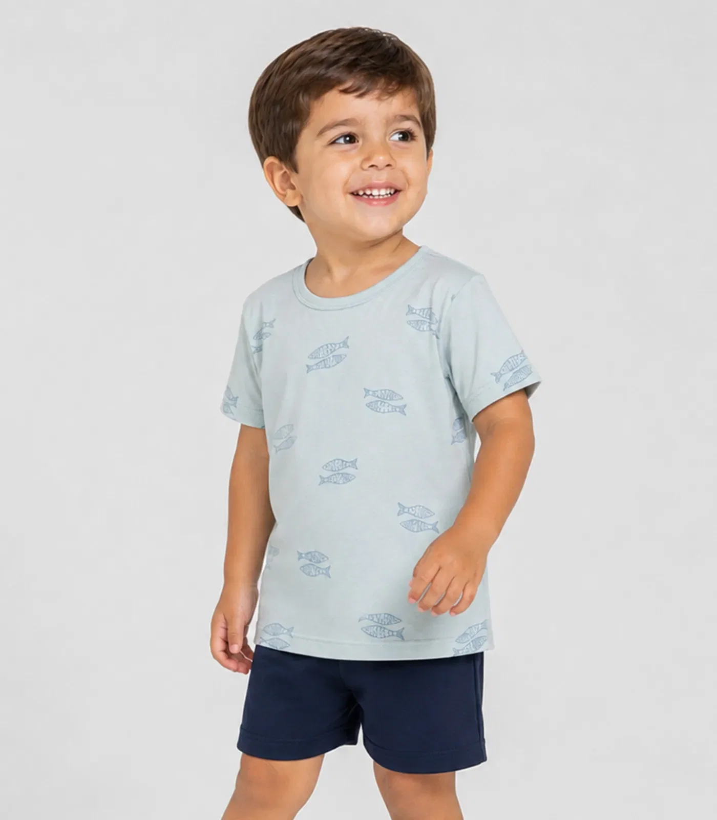 Conjunto Camiseta Com Bermuda Infantil Trick Nick Azul — imagem 1
