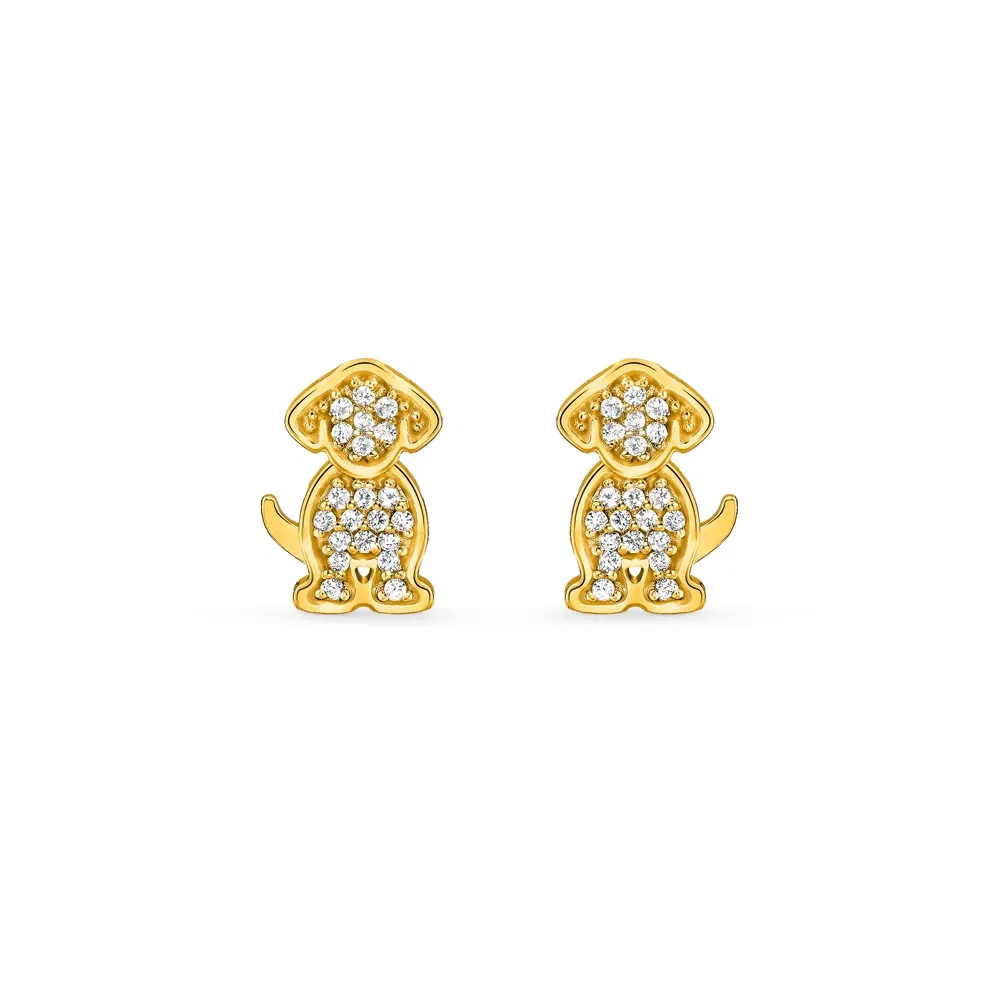 Brinco Life Lili Prata com Banho Ouro Amarelo Cravejado Incolor — imagem 1