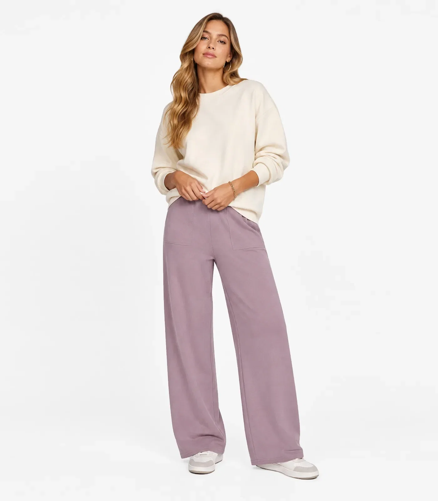 Calça Feminina Em Moletom Com Bolsos Rovitex Lilás