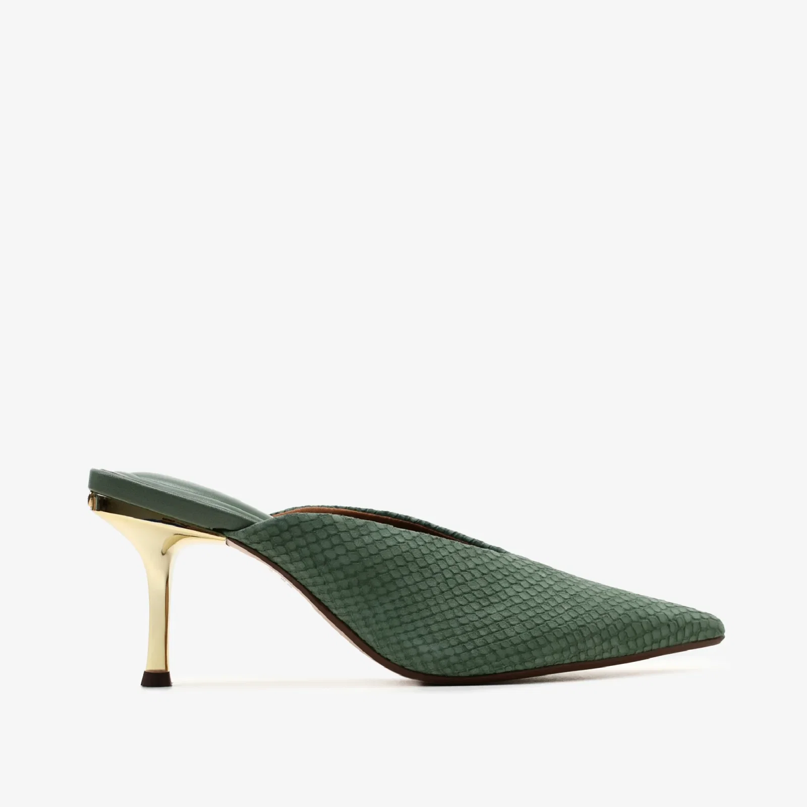 Mule Verde Bambu Couro Nobuck