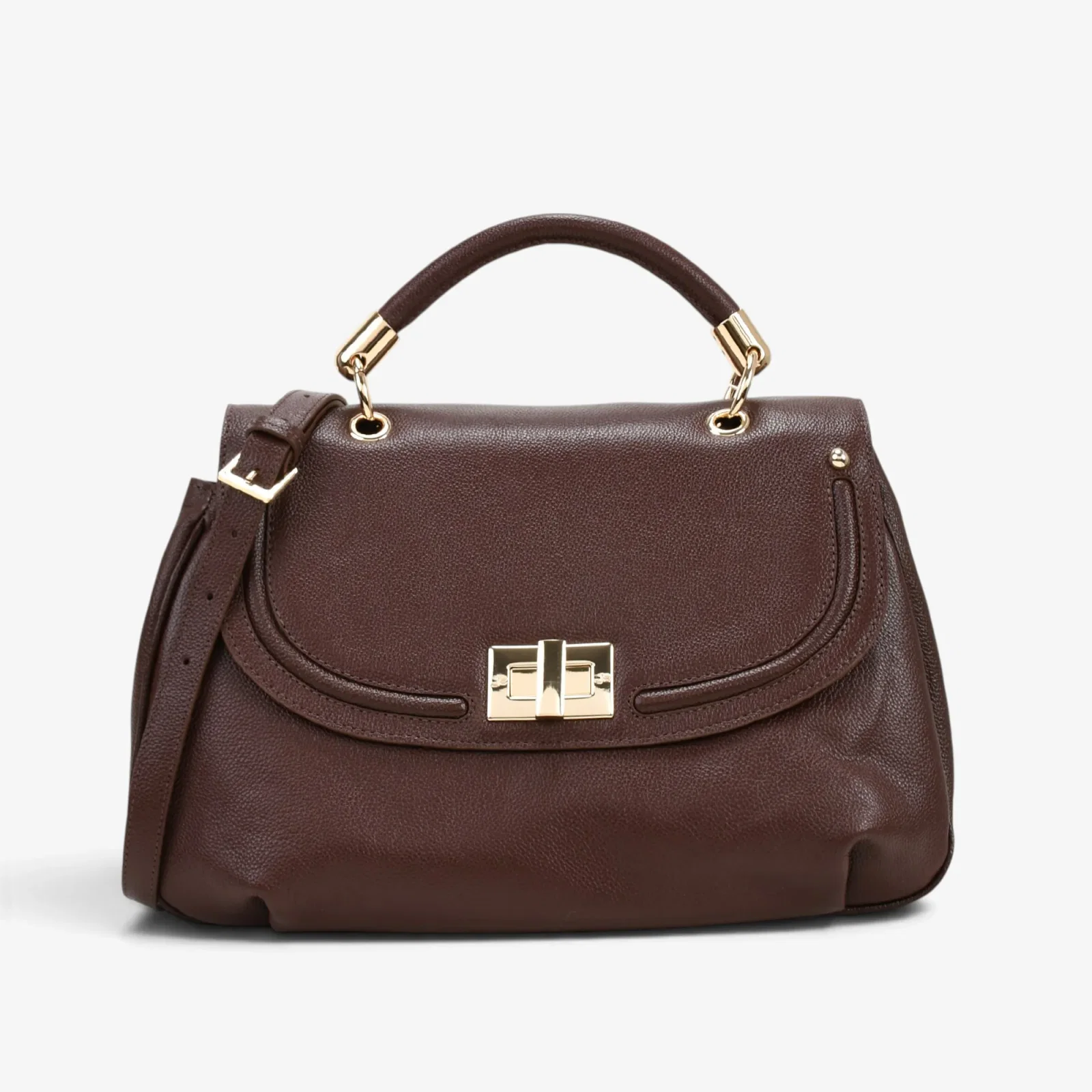 Bolsa Satchel Marrom Café Couro
