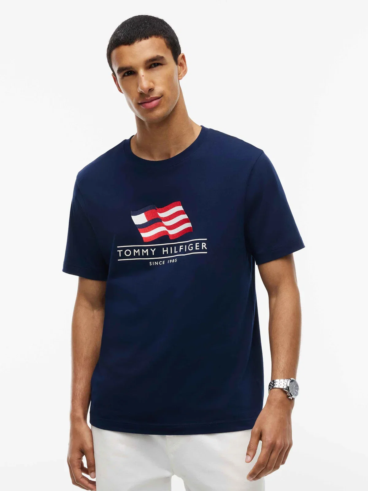 Camiseta Jersey com Estampa de Bandeira Ondulada — imagem 1
