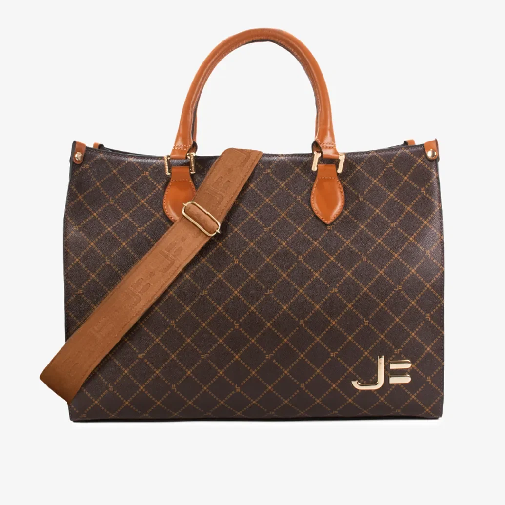 Bolsa Shopping Monograma Jb Marrom Caramelo Amêndoa — imagem 1